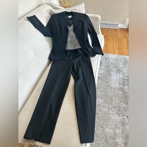 Ann Taylor Black Tailored Blazer with Wide-Leg Trousers and Vest